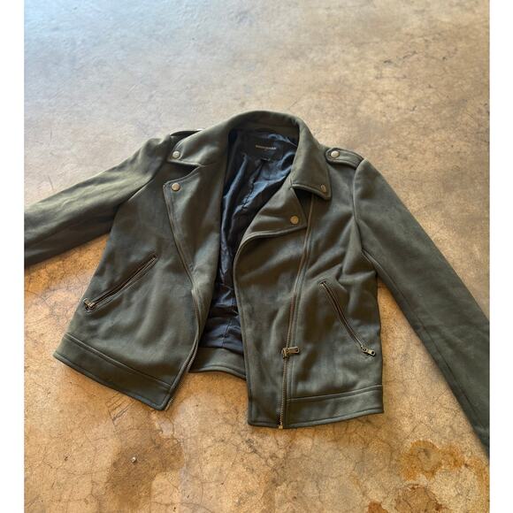 Banana Republic Women’s Olive Moto Jacket Vegan Suede XS - Picture 2 of 12